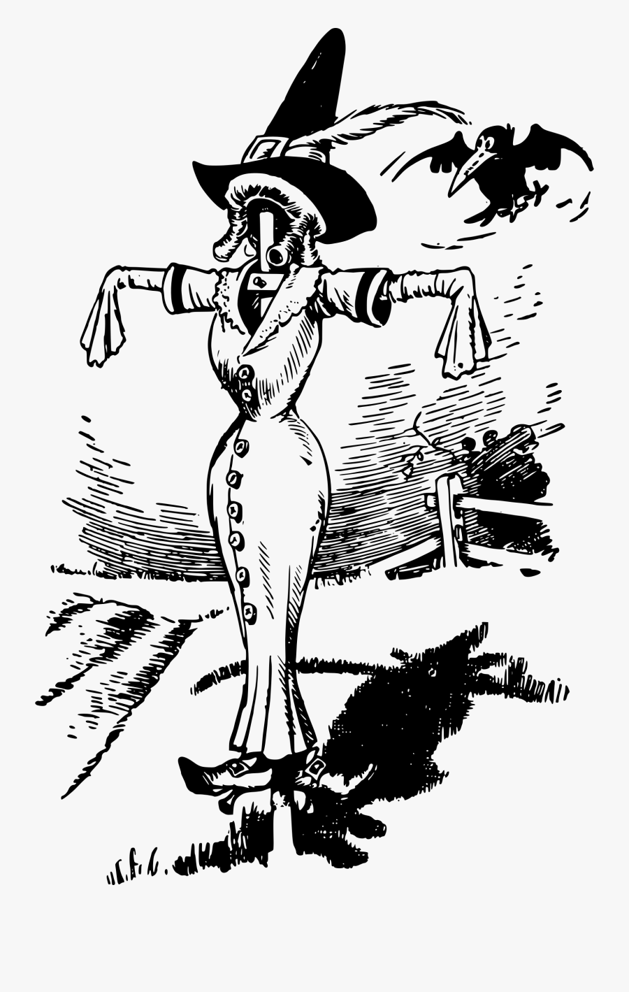 Scarecrow Lady Clip Arts - Sad Scarecrow Clip Art Black And White, Transparent Clipart