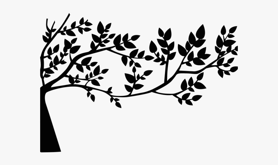 Tree Branch With Leaves Silhouette, Transparent Clipart