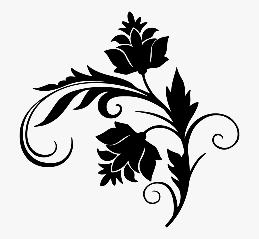 Drawing Flower Black And White Silhouette Leaf - Black And White Silhouette Leaf Clipart, Transparent Clipart