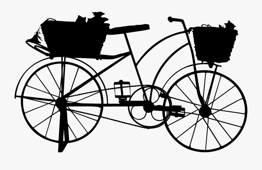 Old Fashioned Bicycle With Baskets - Bicycle With Basket Png, Transparent Clipart