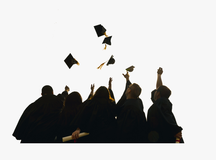Clip Art Graduation Hats In The Air - Graduation Photo Hats In Air, Transparent Clipart