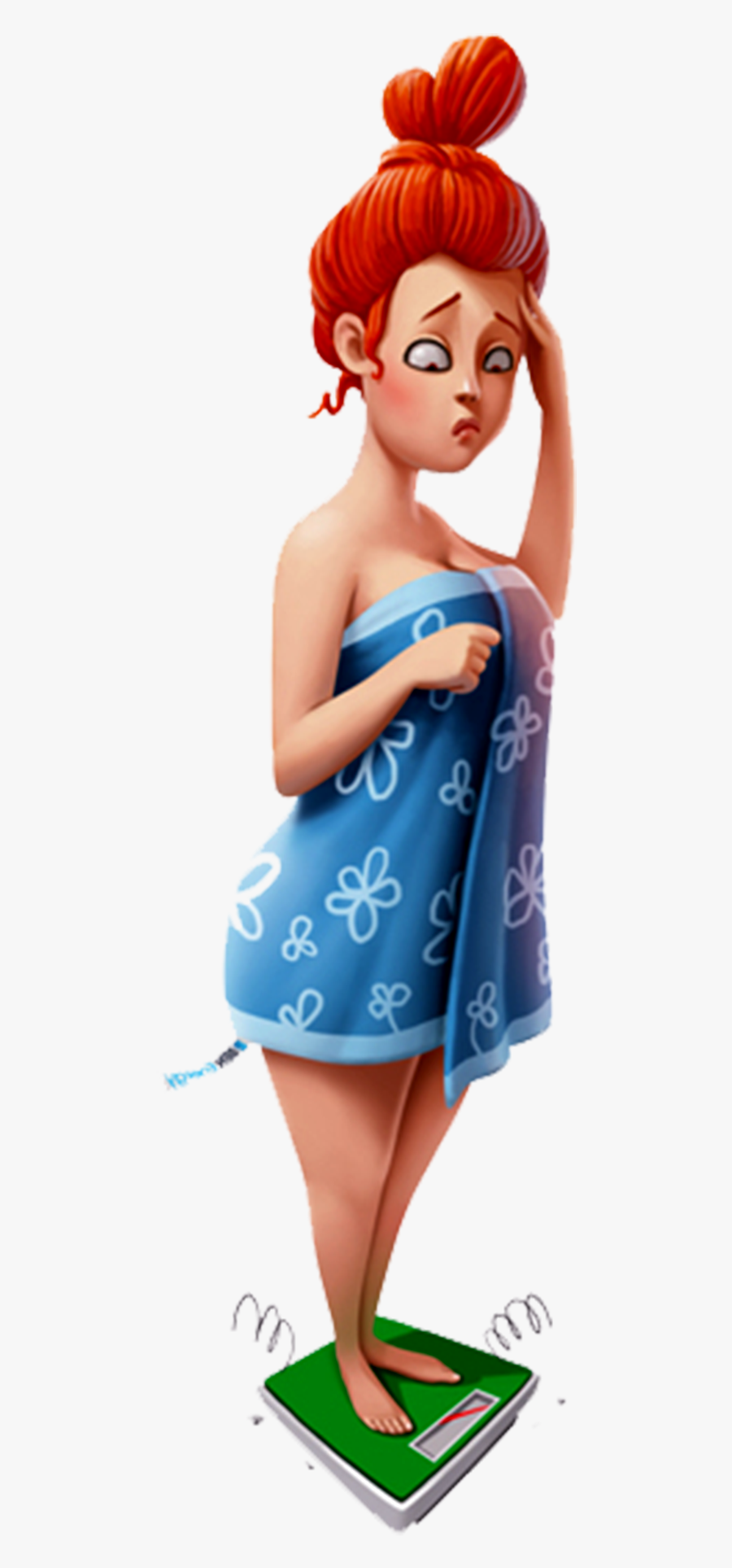 Woman Checking Her Weight Png - Red Hair, Transparent Clipart