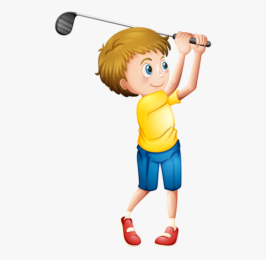 Cartoon Boy Playing Golf, Transparent Clipart