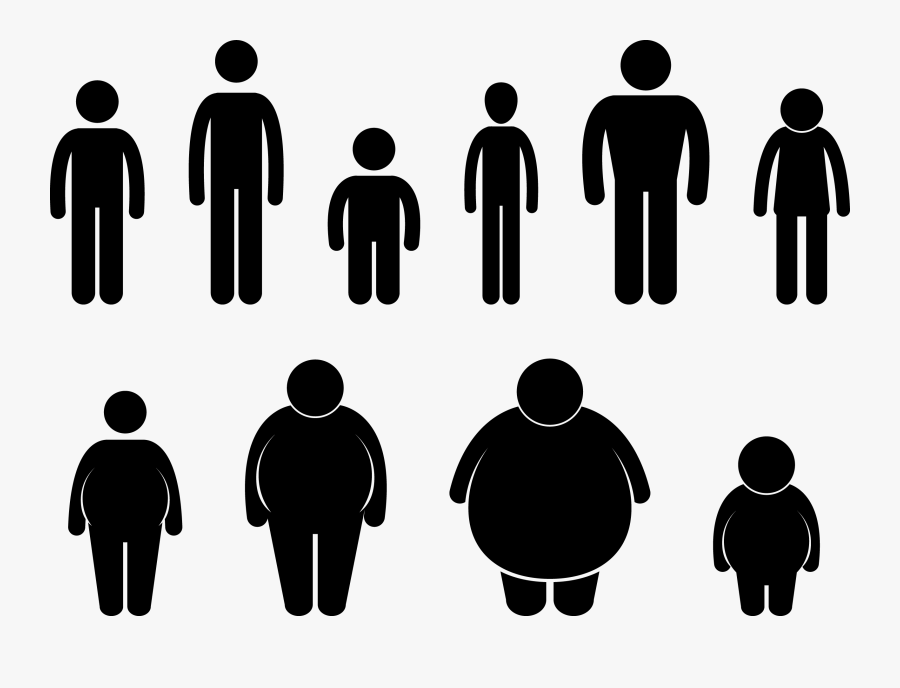 Study Shows Short Men And Overweight Women Have Lower - People Of All Shapes And Sizes, Transparent Clipart