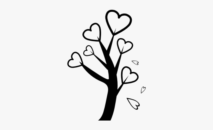 Silueta Arbol De Corazones, Transparent Clipart