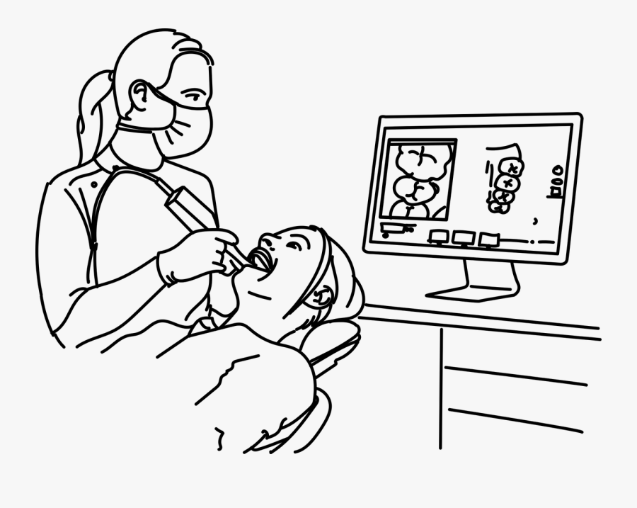 Vector Black And White How Long Does It Dentist Woman
