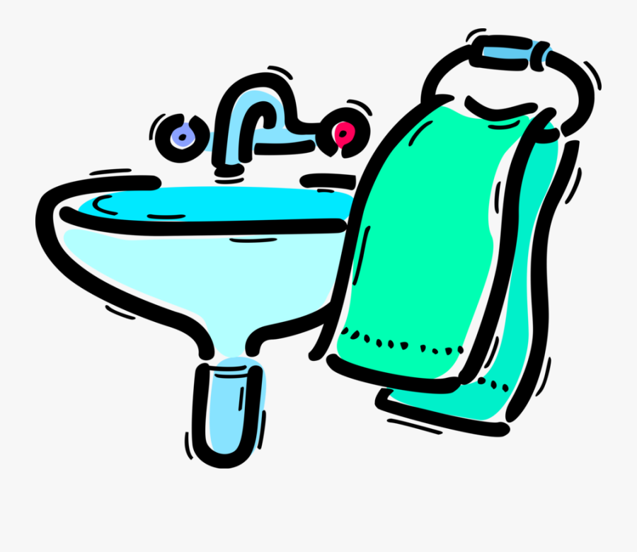 Vector Illustration Of Bathroom Sink Plumbing Fixture, Transparent Clipart