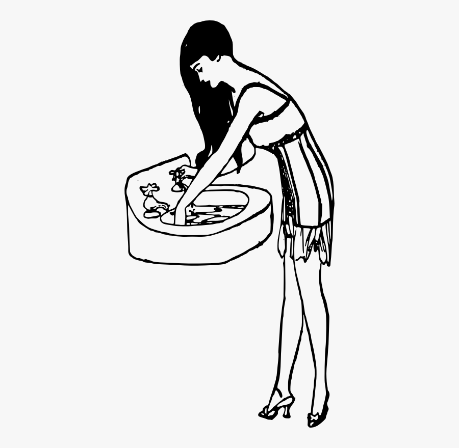 Lady And Sink - Illustration, Transparent Clipart