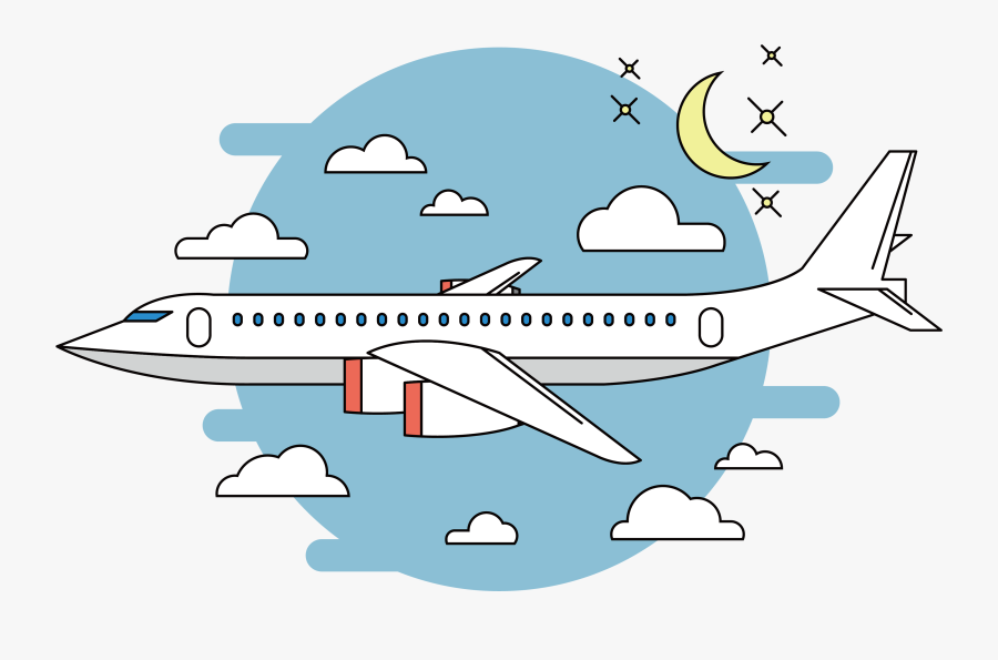Night Sky Clipart Transparent - Airplane Cartoon Png, Transparent Clipart