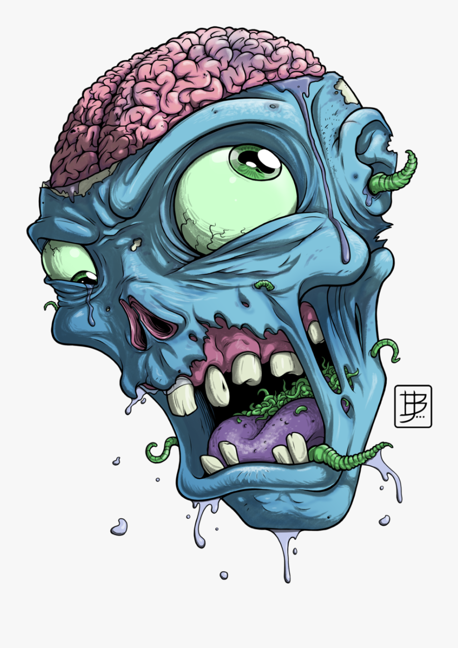 Download Drawing Full Size - Cartoon Zombie Head Png, Transparent Clipart