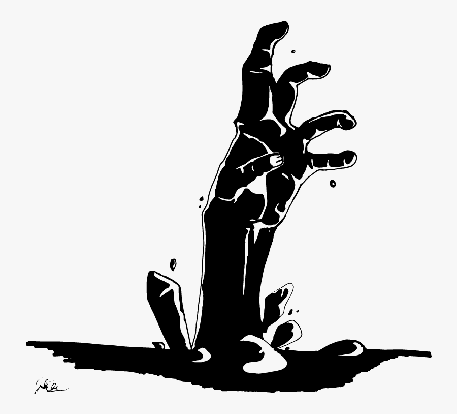 Zombie Clipart Zombie Graveyard - Zombie Hand Clipart Black And White, Transparent Clipart