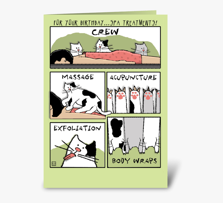 Spa Treatments For Your Birthday, Cats Greeting Card - Happy Birthday Cow Cat, Transparent Clipart