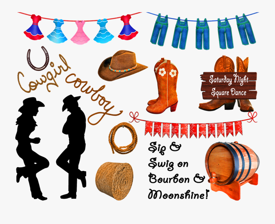 Cowboy, Cowgirl, Hoe Down, Square Dance, Cowboy Boots, Transparent Clipart