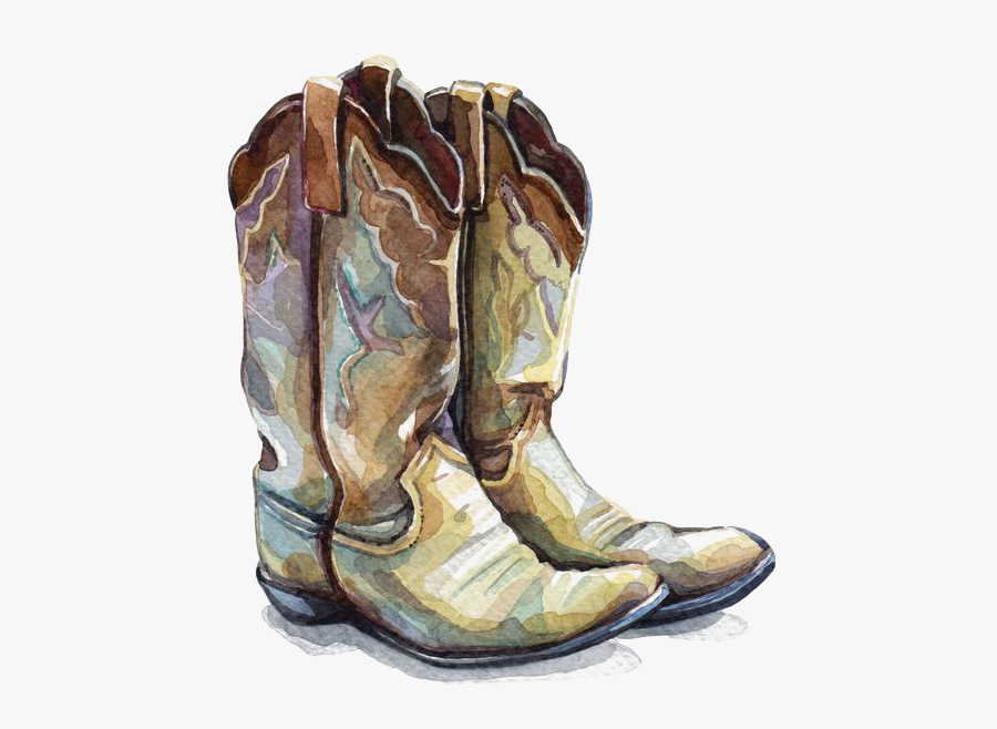 Clip Art Painted Cowboy Boots - Watercolor Cowgirl Boots Png , Free