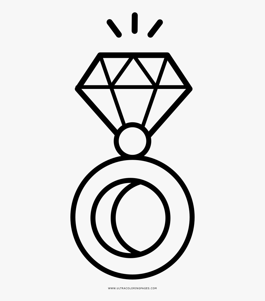 Diamond Ring Coloring Page, Transparent Clipart