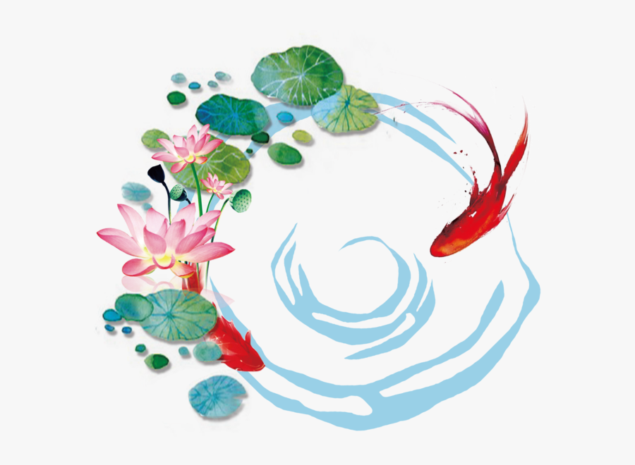 Filters, Flowers, And Fish - Lotus Pond Graphic, Transparent Clipart