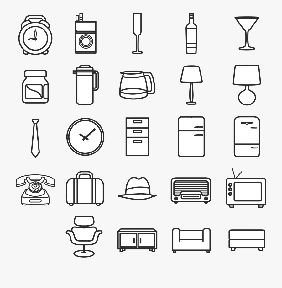 Retro Icon Set Clip Arts - Icons For Items Png, Transparent Clipart
