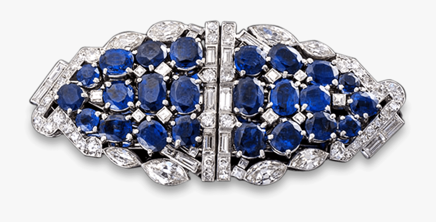 Art Deco Sapphire Double Clip Brooch, - Many Sapphire Brooch, Transparent Clipart