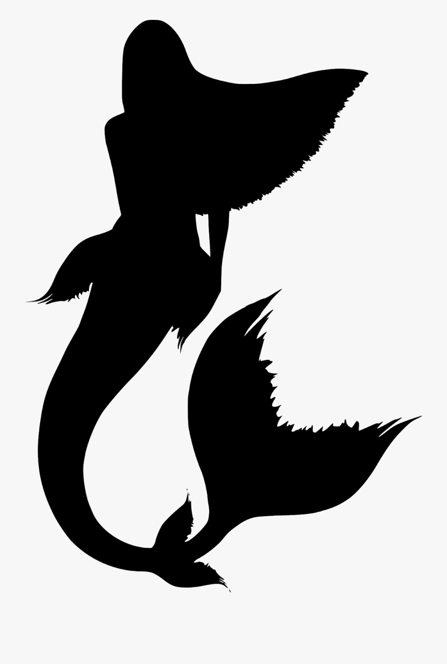 Silhouette Mermaid Tail Mermaid Vectors - Mermaid Symbol Black And White, Transparent Clipart