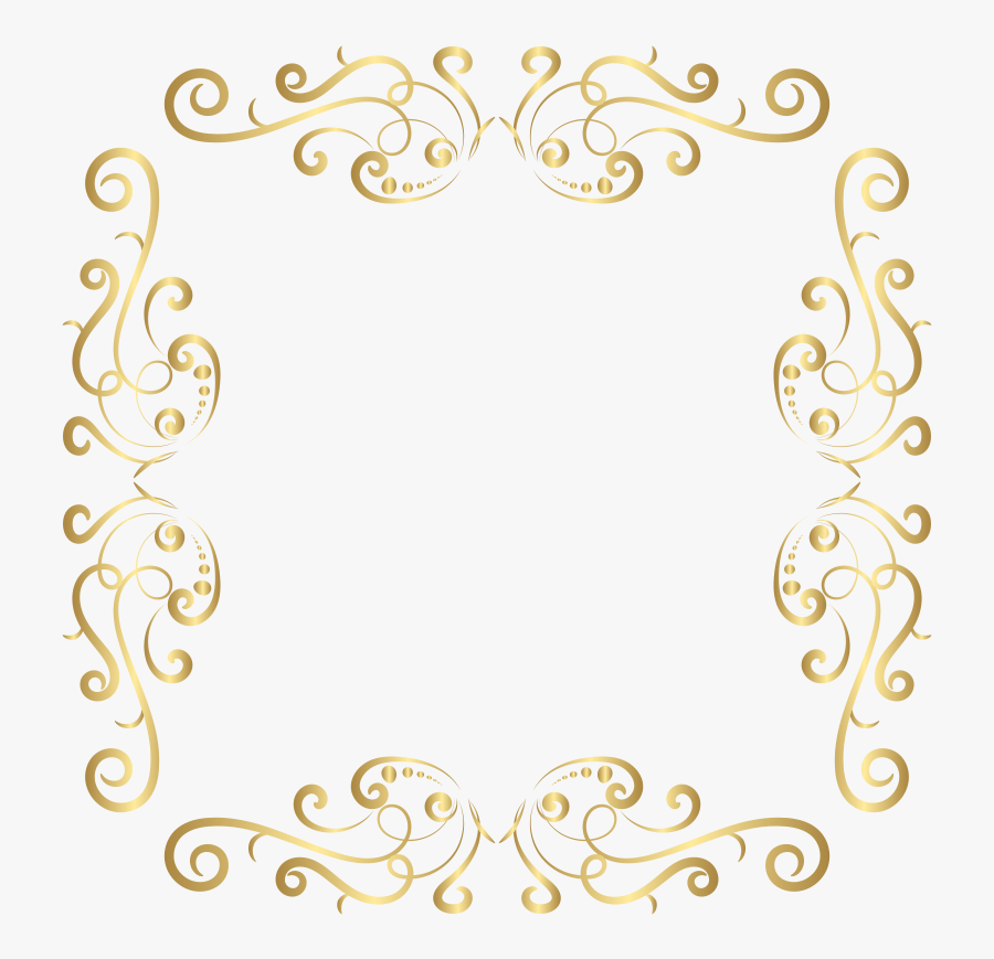 Pin Art Deco Frame Clipart - Borders Designs In Golden, Transparent Clipart