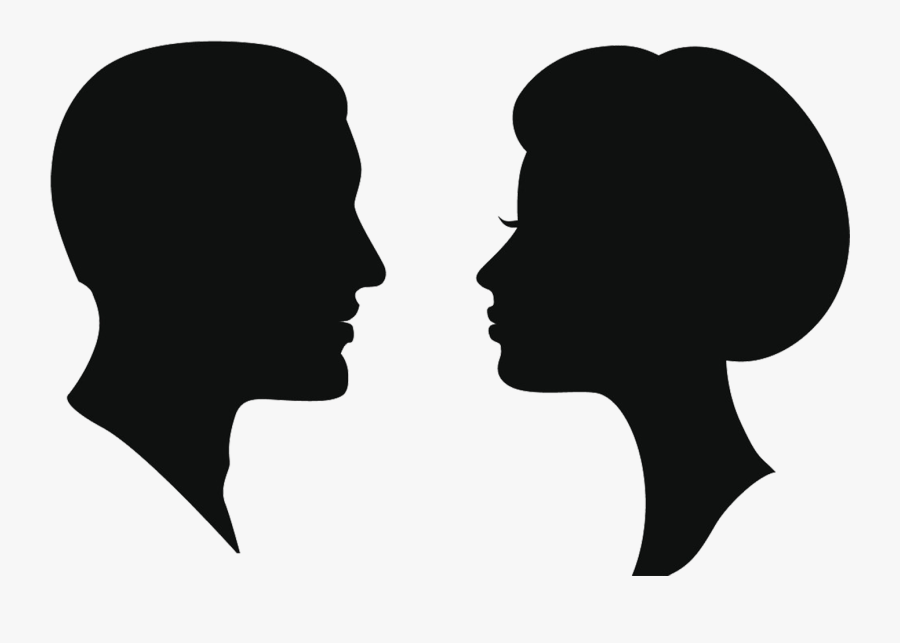 Silhouette Female Man Clip Art - Man Woman Head Silhouette, Transparent Clipart