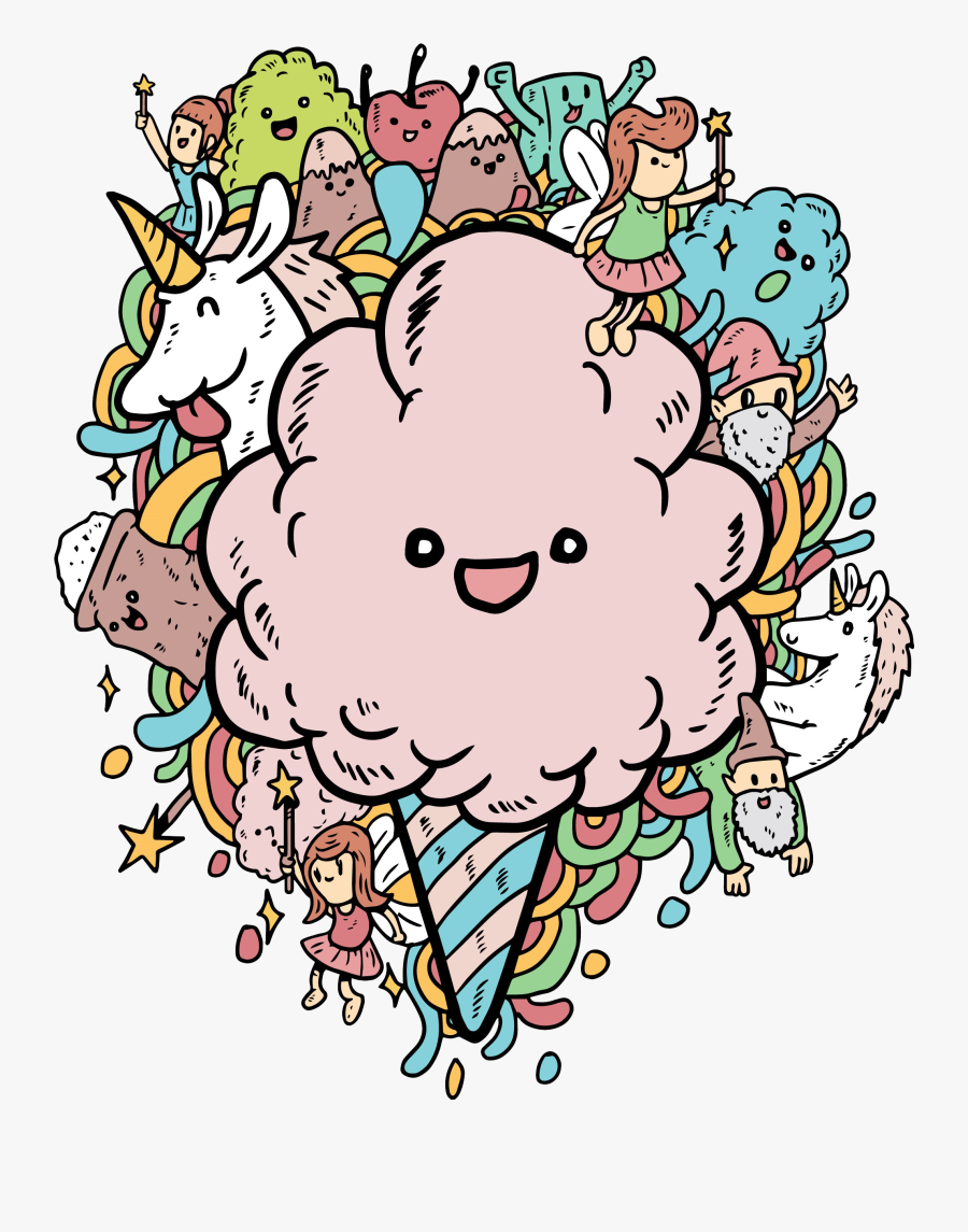 Organic Vegan Cotton Candy - Cotton Candy Doodle, Transparent Clipart