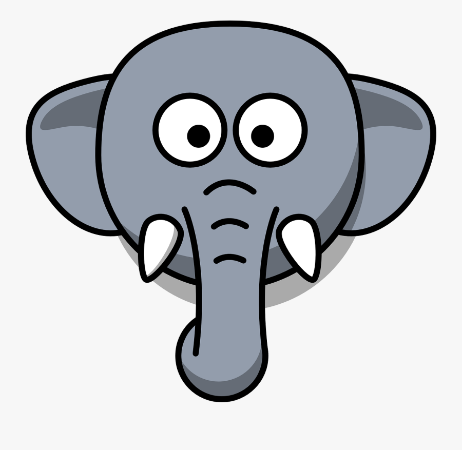 Elephant - Head - Outline - Cartoon Elephant Face Drawing, Transparent Clipart