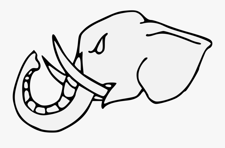 Elephant"s Head Couped Close - Line Art, Transparent Clipart