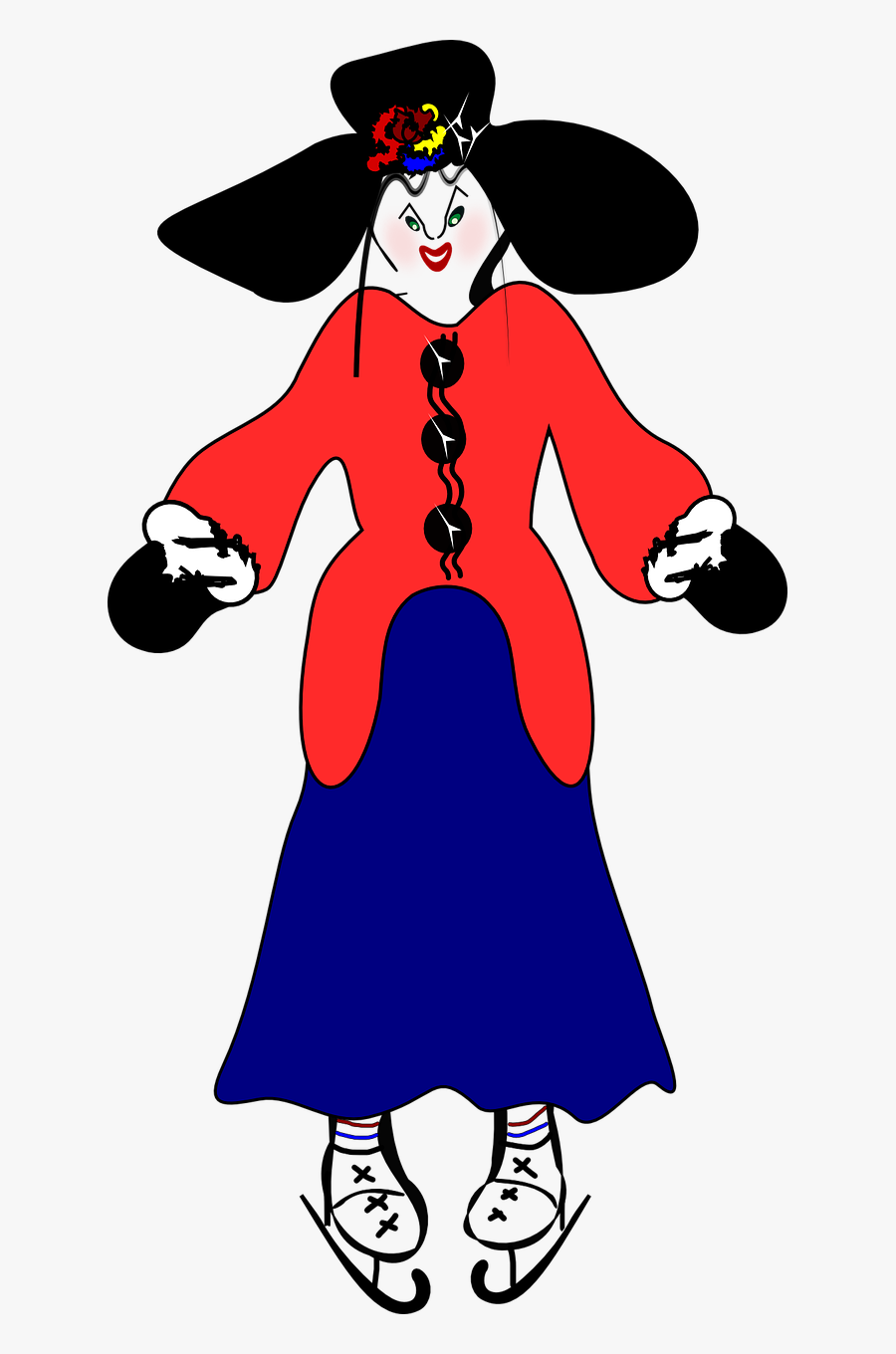 Lady Wearing Hat And Ice Skating Shoes - Clip Art, Transparent Clipart