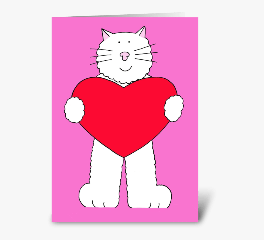 Happy Valentine"s Day White Cat Greeting Card - Happy First Valentines Day Card, Transparent Clipart