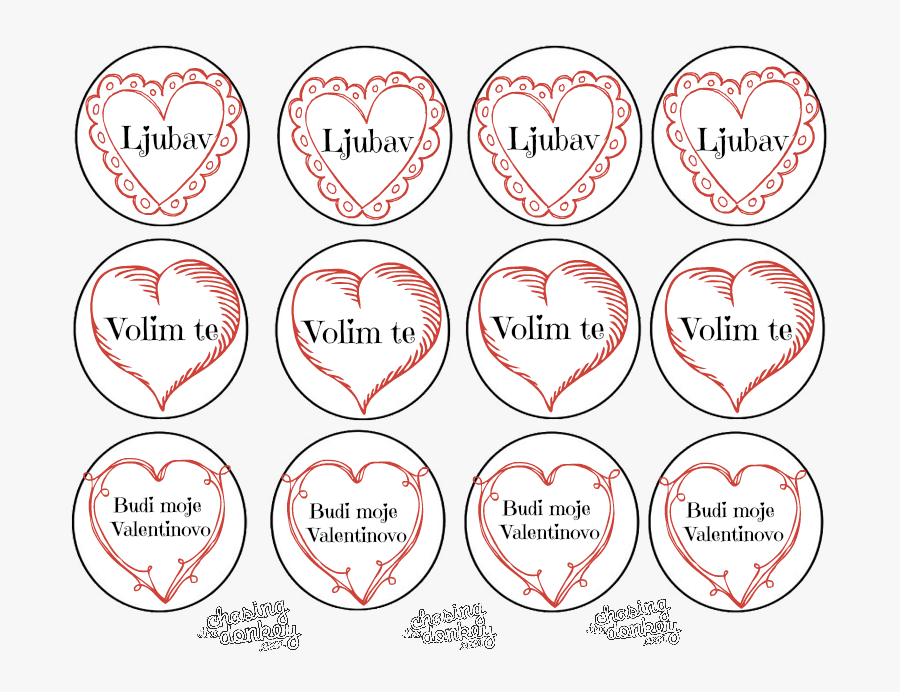 Learning Croatian Valentines Day Circle Toppers Mkb - We Will Miss You Cupcake Toppers, Transparent Clipart