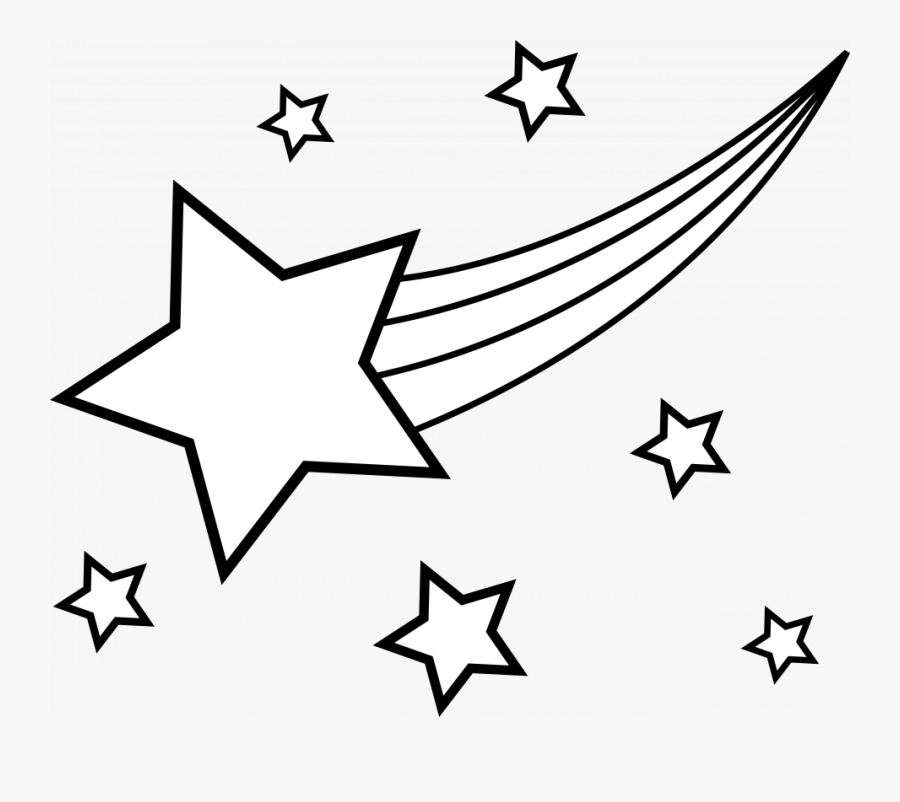 Five Pointed Star Coloring Page Printable Pages Cartoon - Shooting Star Clipart Black And White, Transparent Clipart