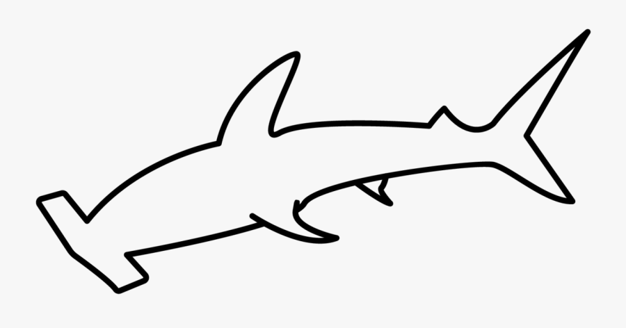 Hammerhead Shark Outline Sticker - Outline Of A Hammer Head Shark, Transparent Clipart
