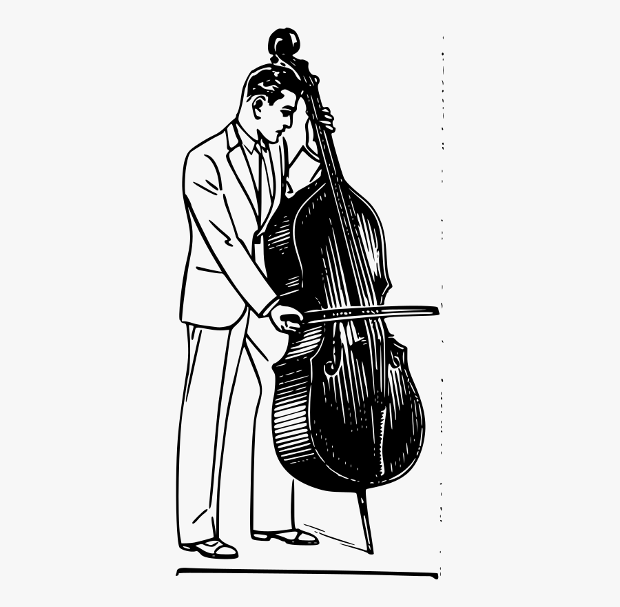Clip Art Drawing Ubisafe Clipart Contrabass - Man Playing Bass Violin Drawing, Transparent Clipart