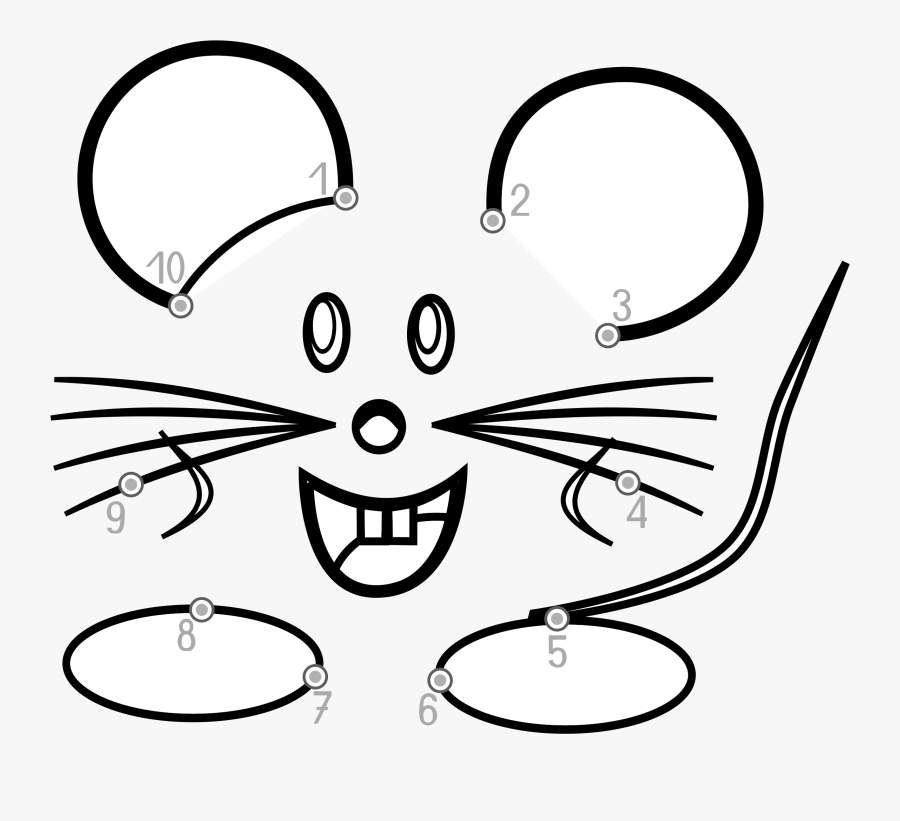 Computer Mouse Connect The Dots Coloring Book Page - Mouse Dot To Dot, Transparent Clipart