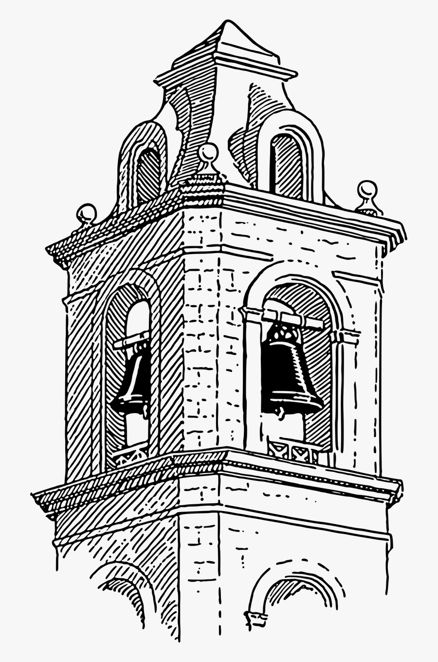 Building,line Art,medieval Architecture - Church Bell Tower Clipart, Transparent Clipart