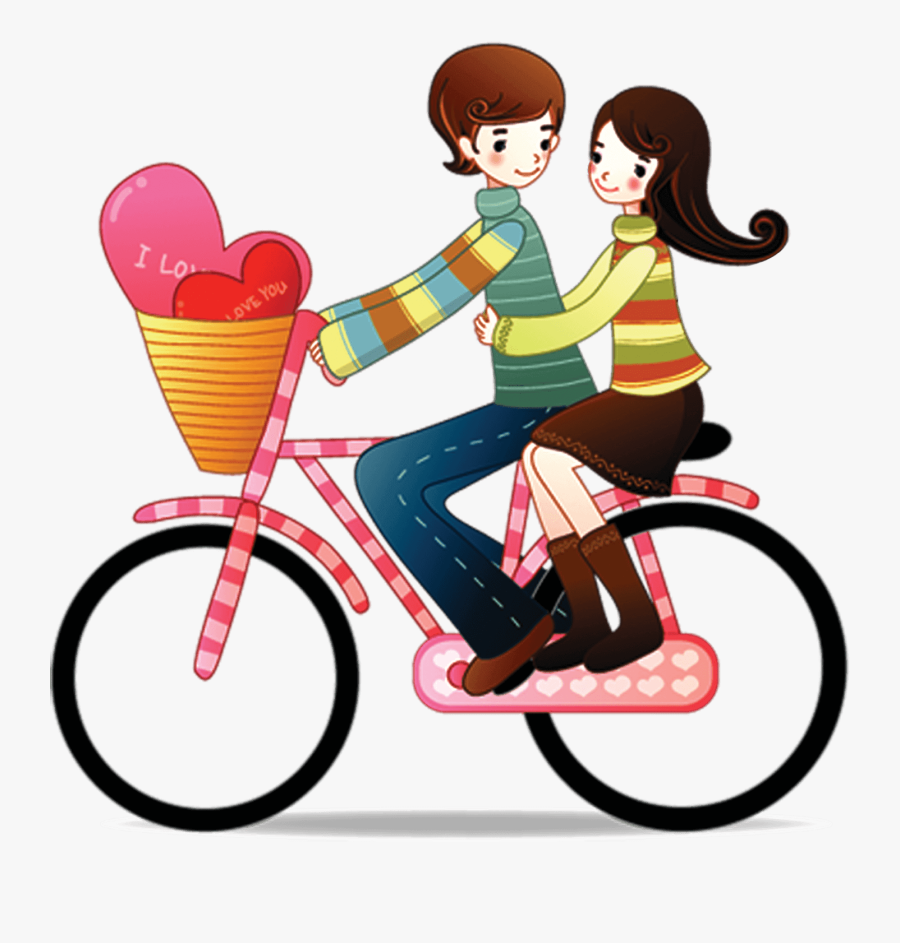 Boy And Girl On Bicycle, Transparent Clipart