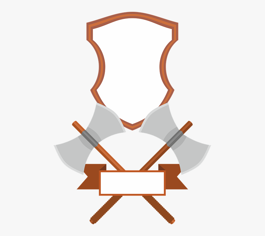 Coat Of Arms, Banner, Shield, Battle Shield, Axe - Axe And Axe, Transparent Clipart
