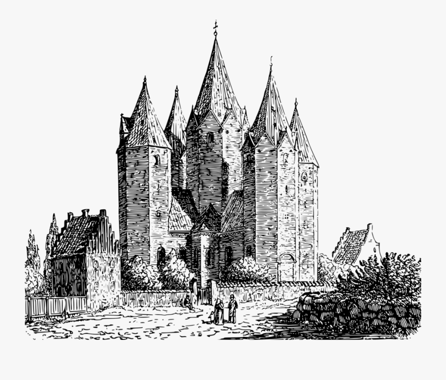 Building,middle Ages,parish - Middle Ages Church Drawing, Transparent Clipart
