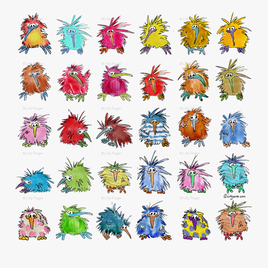 Cartoon Kiwi Birds New Zealand Fabric - Cartoon New Zealand Birds, Transparent Clipart