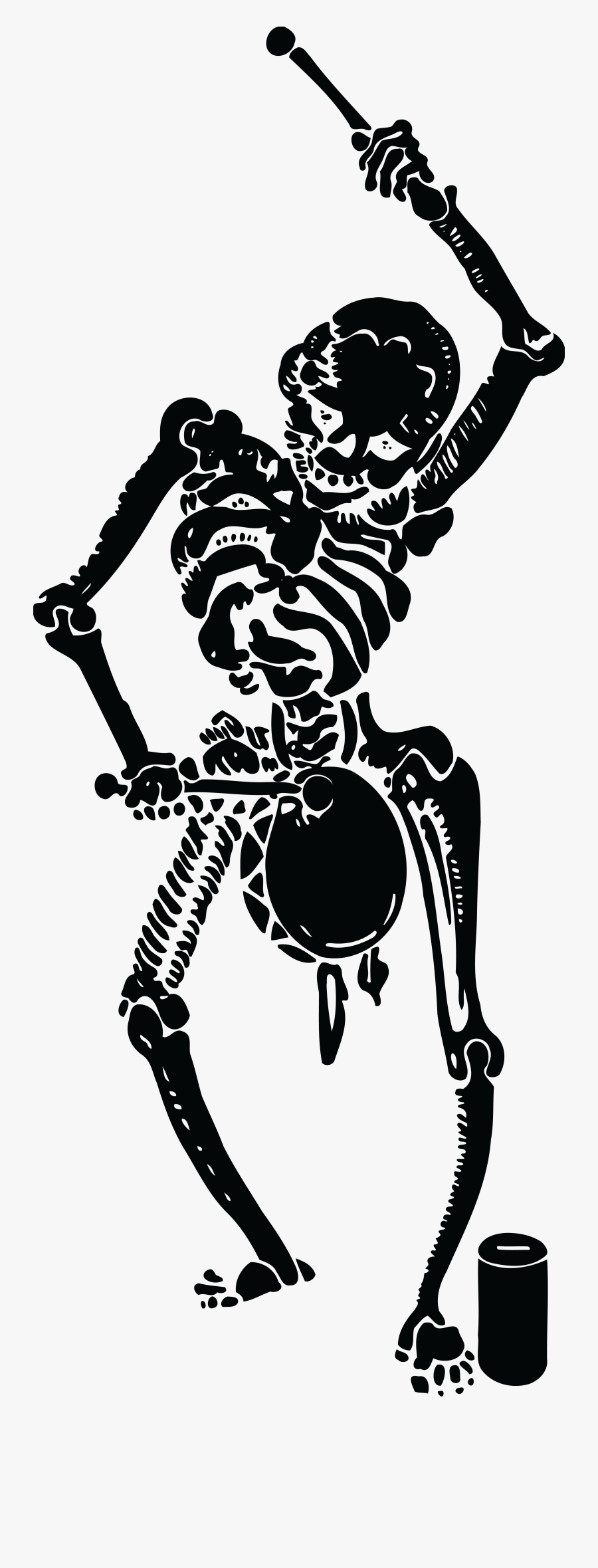 Free Clipart Of A Black And White Busker Musician Skeleton - Skeleton On Drum, Transparent Clipart