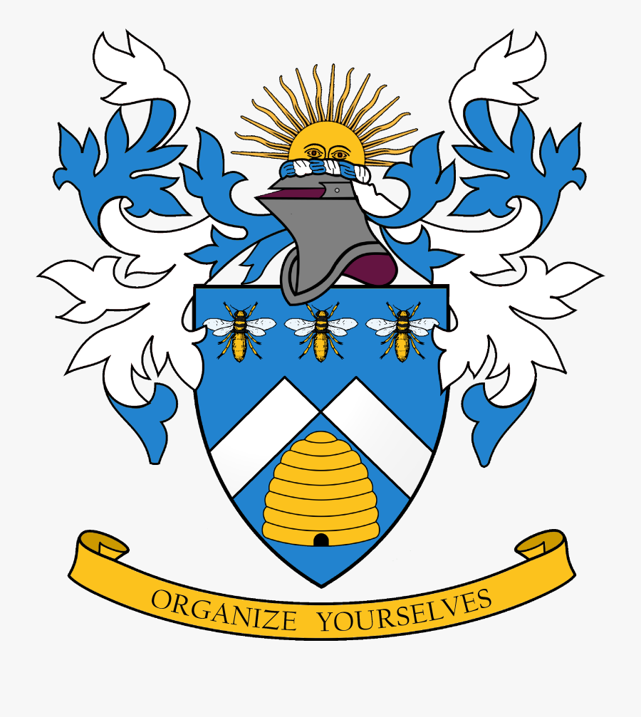 Azure, A Chevron Fracted Argent, In Chief Three Bees - Coat Of Arms Armstrong, Transparent Clipart
