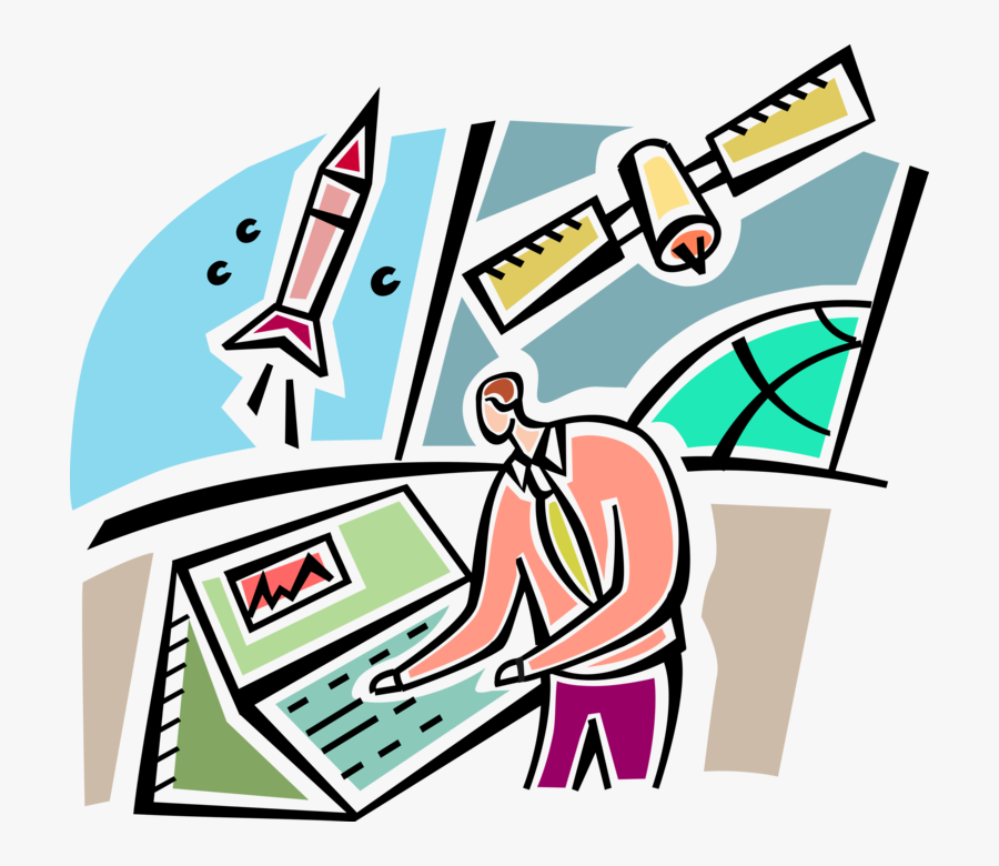 Ground Control Communicates With Rocket Ship Vector, Transparent Clipart