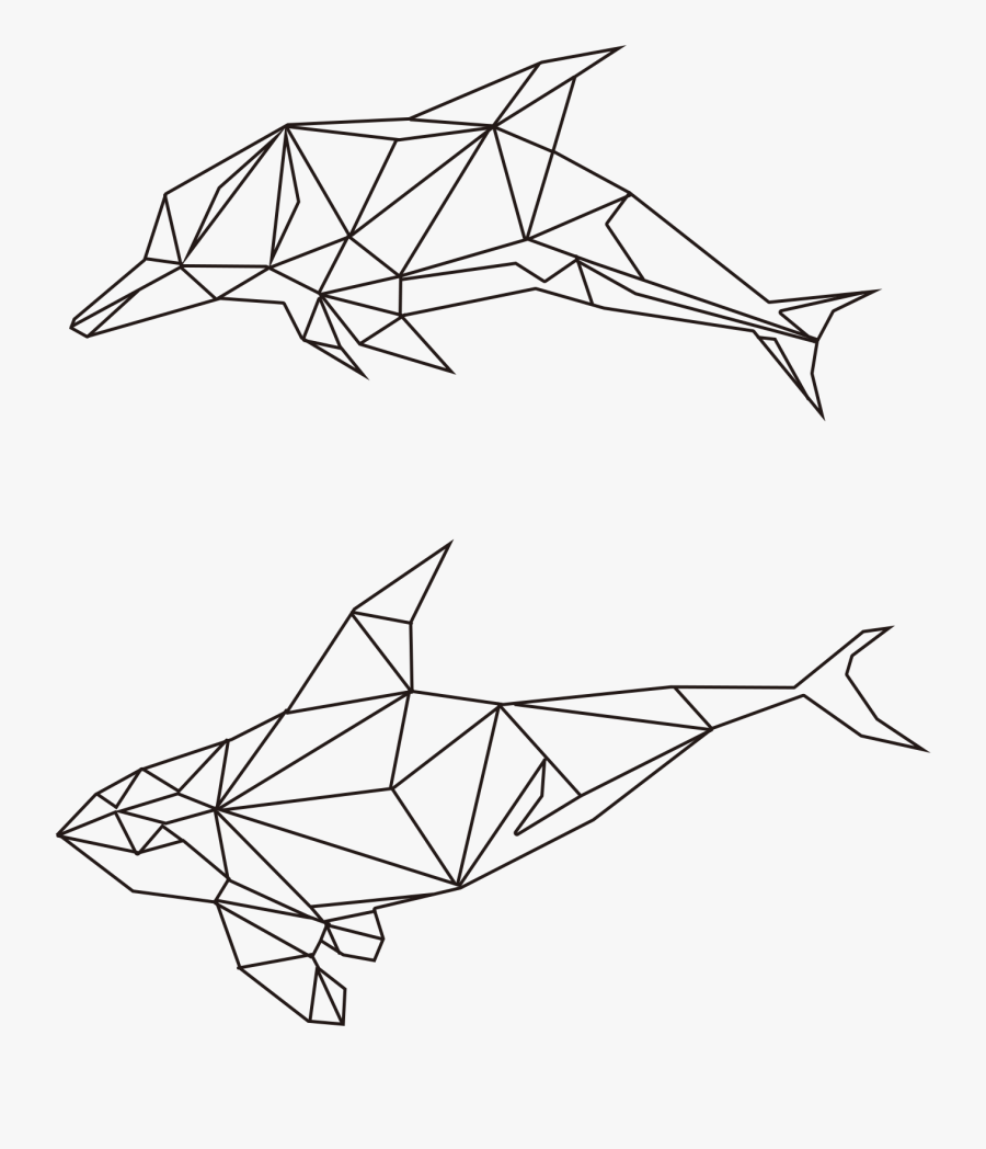Transparent Sea Animal Clipart Black And White - Animal Geometric Line Art, Transparent Clipart