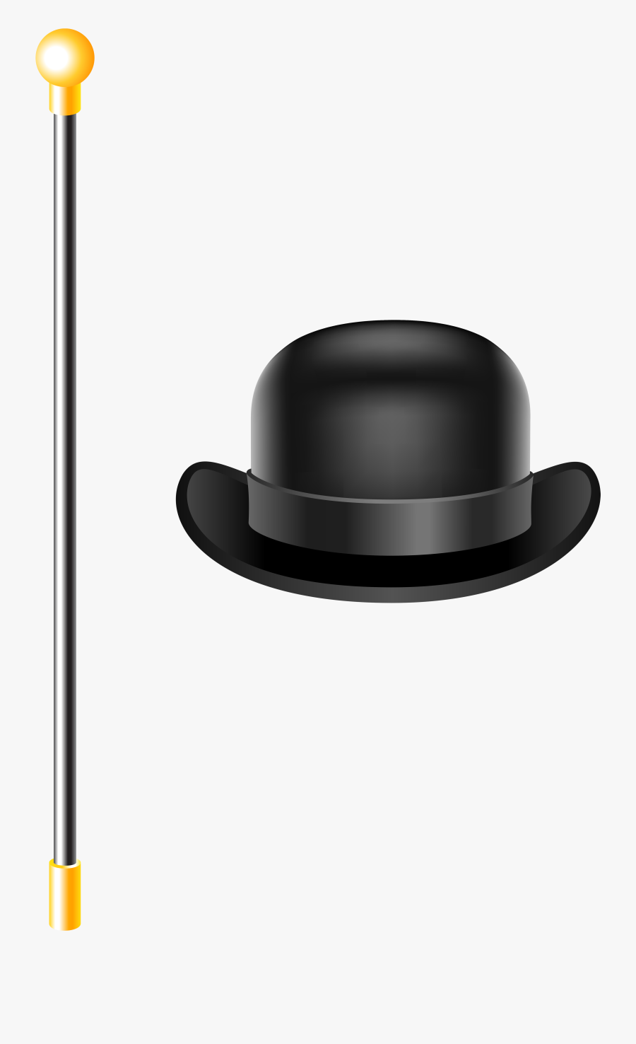 Bowler Hat With Cane Png Clipart Picture - Top Hat And Cane Png, Transparent Clipart