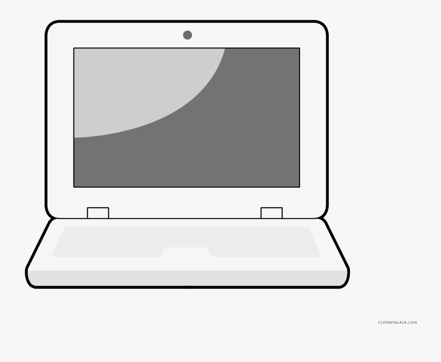 Laptop Clipart Black And White - Cartoon Computer With Transparent Background, Transparent Clipart