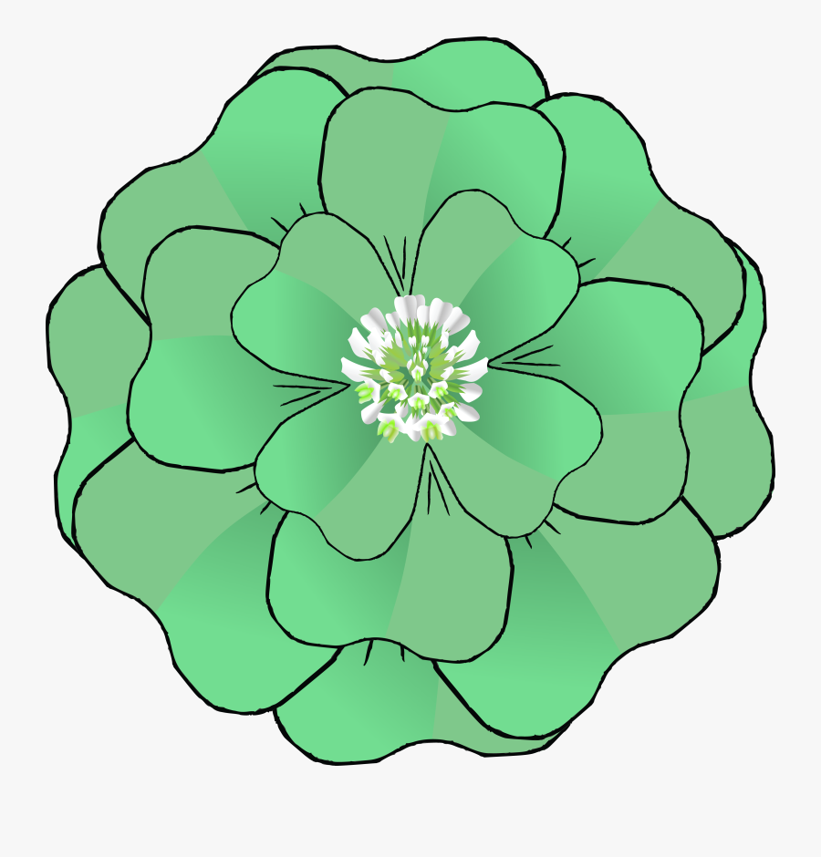 Free Clipart Of A St Patricks Day Green Four Leaf Clover - Green Flower Clipart Transparent, Transparent Clipart