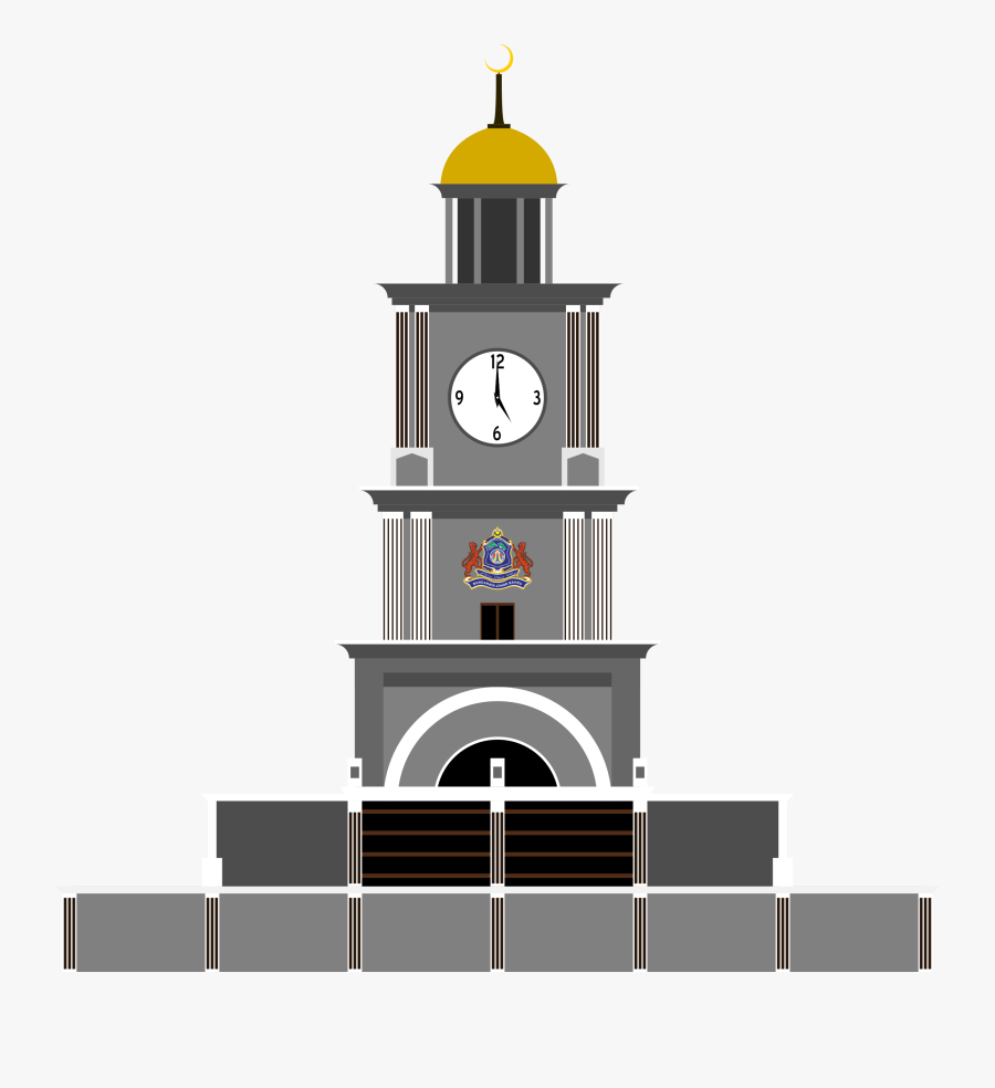 Building,clock Tower,steeple - Johor Bahru Clock Tower, Transparent Clipart