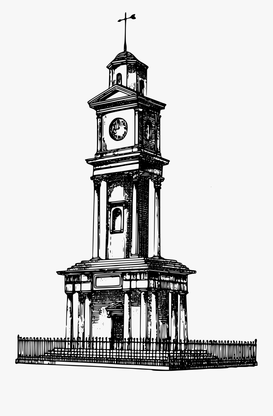 Tower Clock Clipart - Clock Tower Drawing Png, Transparent Clipart