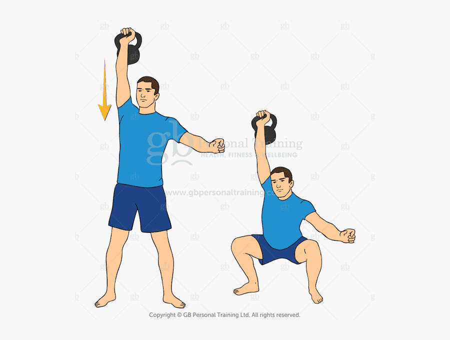 Kettlebell Overhead Squat - Kettlebell Leg Exercises, Transparent Clipart